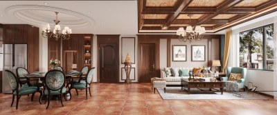 美式客餐厅3D模型下载